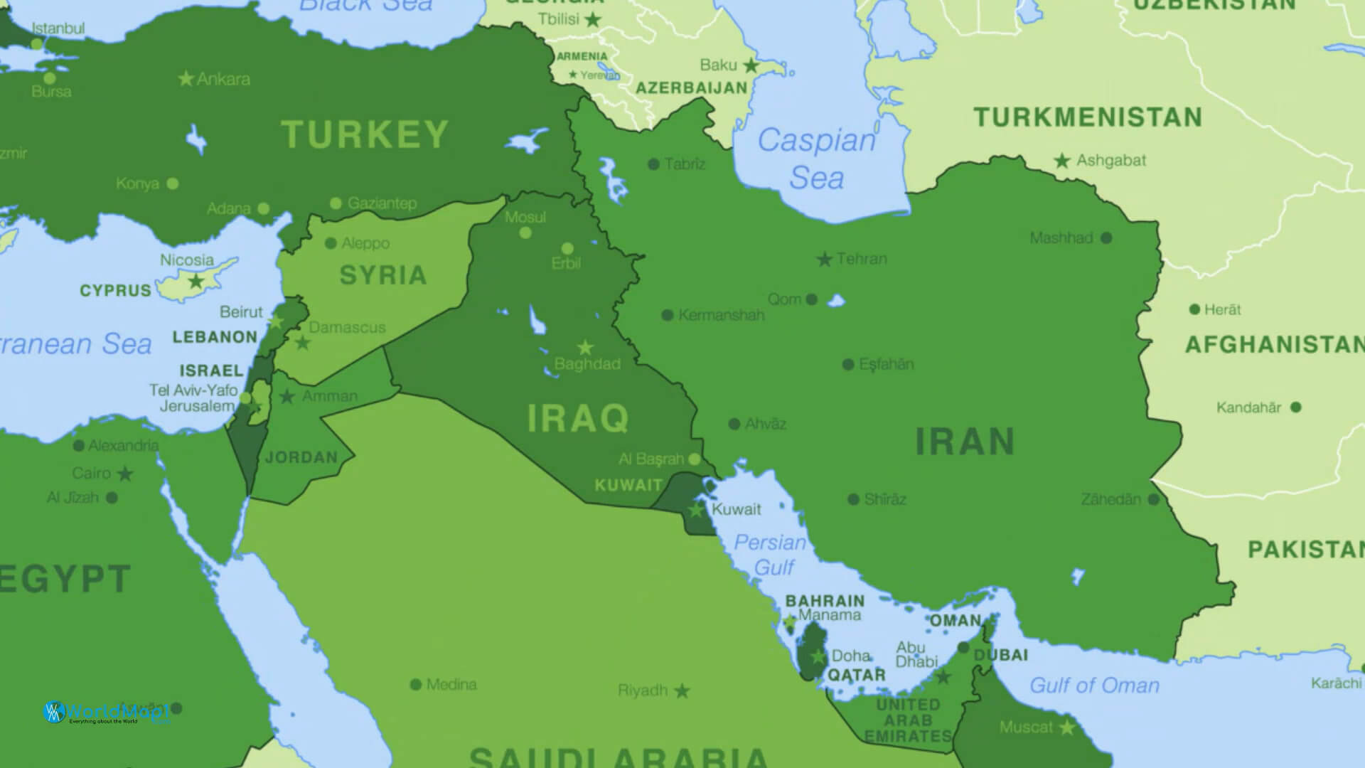 Political Map of Qatar in Middle East Region